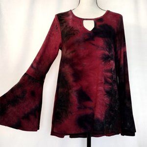 Olivia Sky Retro Purple Tie Dye Bell Sleeved Relaxed Fit Top